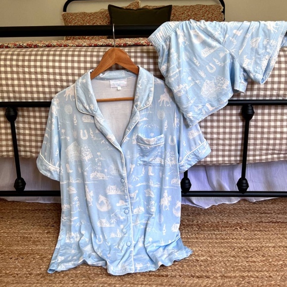 Coastal Cowboy Western Toile Bamboo Viscose Pajama Set - Picture 1 of 5